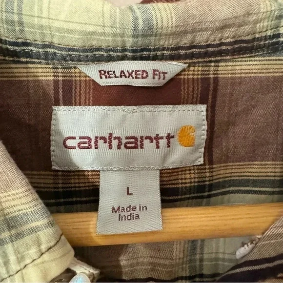 Carhartt Essential Plaid Longsleeve Flannel Shirt  Mens Size L - Picture 7 of 8